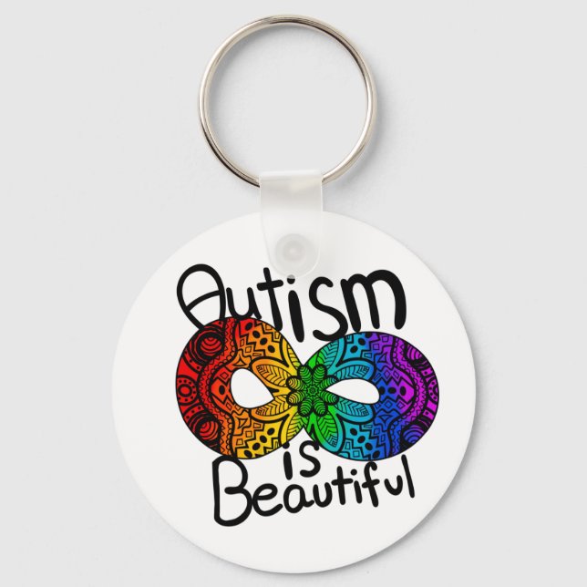 Autism is Beautiful | Rainbow Infinity Symbol  Key Ring (Front)