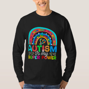 Autism Is My Super Power Adhd Puzzle Autism Awaren T-Shirt