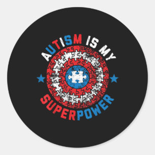 Autism Is My Superpower Autism Awareness Autistic Classic Round Sticker