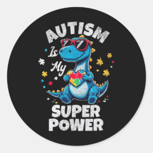 Autism Is My Superpower Autism Awareness Funny Boy Classic Round Sticker