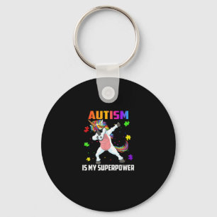 Autism Is My Superpower Dabbing Unicorn Gift Kids  Key Ring