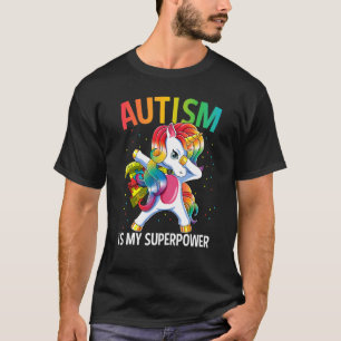 Autism Is My Superpower Dabbing Unicorn T-Shirt