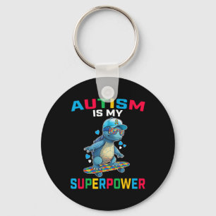 Autism Is My Superpower Dino Puzzle Awareness Wome Key Ring