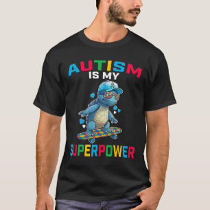 Autism Is My Superpower Dino Puzzle Awareness Wome T-Shirt
