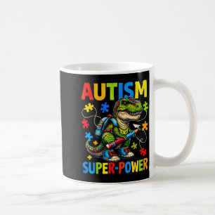 Autism is my superpower dino t rex puzzle coffee mug