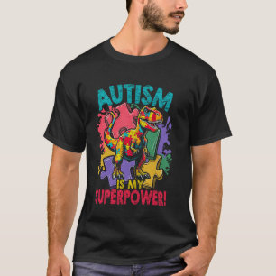 Autism Is My Superpower Dinosaur Kids Boys Autism T-Shirt