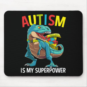 Autism Is My Superpower Dinosaur Puzzle Piece Mouse Pad