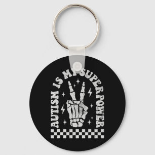 Autism Is My Superpower Groovy Autism Awareness Bo Key Ring