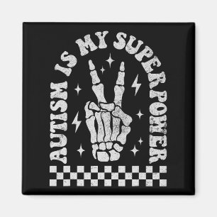 Autism Is My Superpower Groovy Autism Awareness Bo Magnet