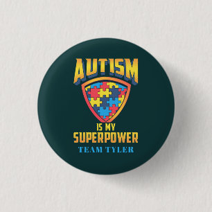 Autism Is My Superpower Puzzle Team Name Custom 3 Cm Round Badge