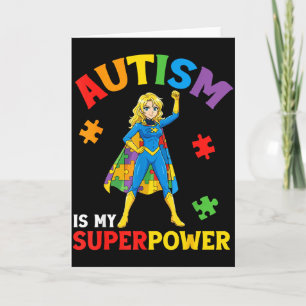 Autism Is My Superpower Superhero Anime Girl Puzzl Card