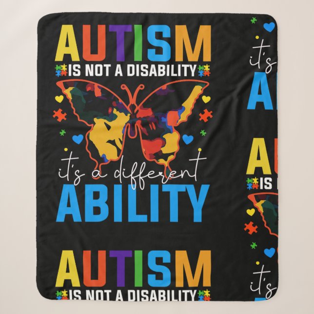 Autism Is Not A Disability It Is A Different Sherpa Blanket (Front)