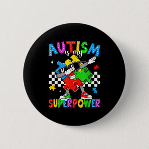 Autism is superpower autism awareness dabbing 6 cm round badge