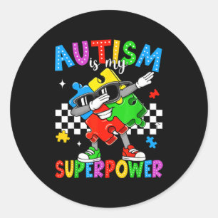Autism is superpower autism awareness dabbing classic round sticker