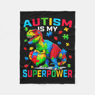 Autism is superpower autism awareness dinosaurs fo fleece blanket