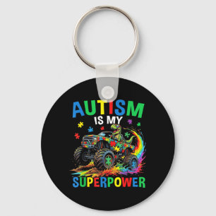 Autism is Superpower Dinosaur Trex Puzzle Autism Key Ring