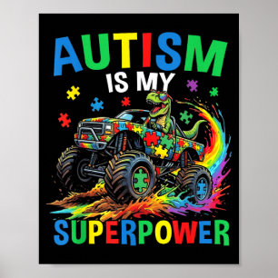 Autism is Superpower Dinosaur Trex Puzzle Autism Poster