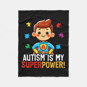 Autism is superpower superhero asd awareness boys fleece blanket