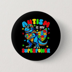 Autism is Superwer Dinosaur Puzzle Autistic Men 6 Cm Round Badge