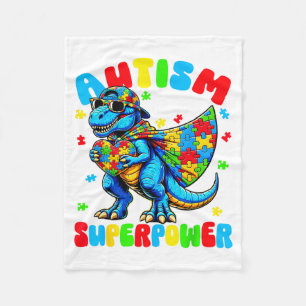 Autism is Superwer Dinosaur Puzzle Autistic Men Fleece Blanket