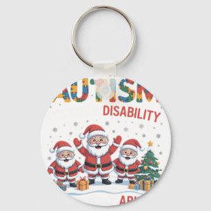 Autism It_s Not A Disability Dabbing Santa Christm Key Ring