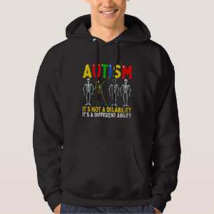 Autism It's A Different Ability Dabbing Skeleton Hoodie