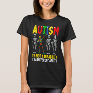 Autism It's A Different Ability Dabbing Skeleton T-Shirt