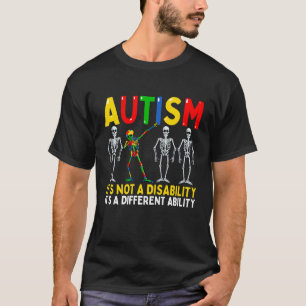 Autism It's A Different Ability Dabbing Skeleton T-Shirt