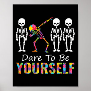 Autism It's A Different Ability Fun Dabbing Skelet Poster