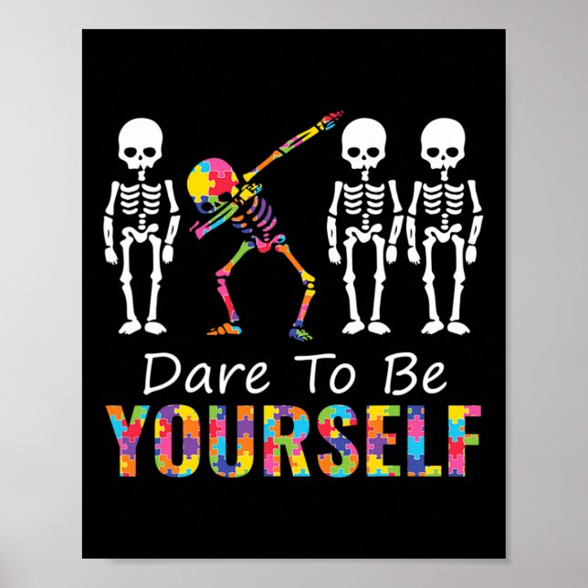 Autism It's A Different Ability Fun Dabbing Skelet Poster (Front)