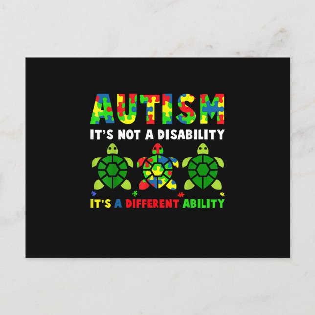 Autism Its Not A Disability Autism Awareness Invitation Postcard (Front)