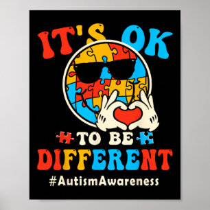 Autism Its Ok To Different Groovy Smile Puzzle Pie Poster