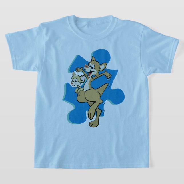 Autism Kangaroo and Joey T-Shirt (Laydown)