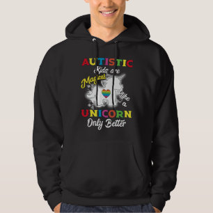 Autism Kids Unicorn Autism Awareness Rainbow Slim  Hoodie