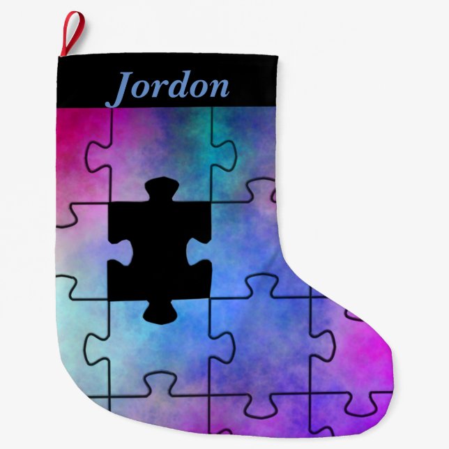  Autism  Large Christmas Stocking (Front)