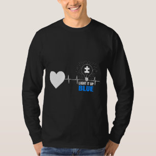 Autism-Light It Up Blue Heartbeat Autism Gifts Fo T-Shirt