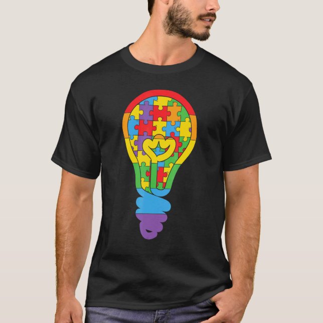 Autism Lightbulb Puzzle T-Shirt (Front)