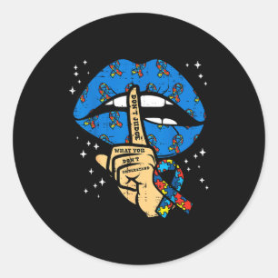 Autism lip dont judge asd ribbon awareness support classic round sticker
