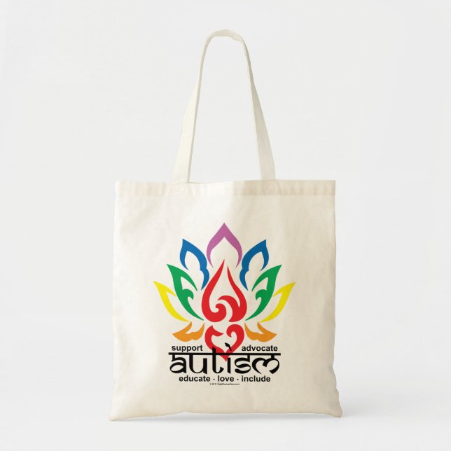 Autism Lotus Flower Tote Bag (Front)