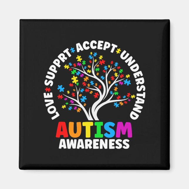Autism Love Accept Support Autistic Autism Awarene Magnet (Front)