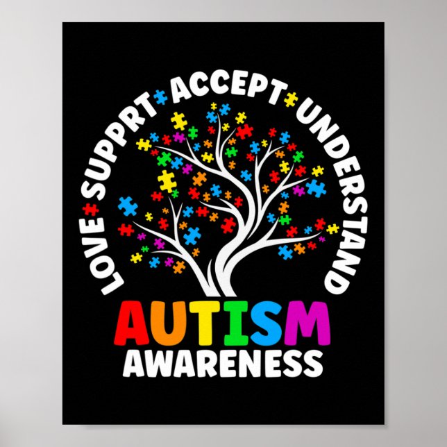 Autism Love Accept Support Autistic Autism Awarene Poster (Front)