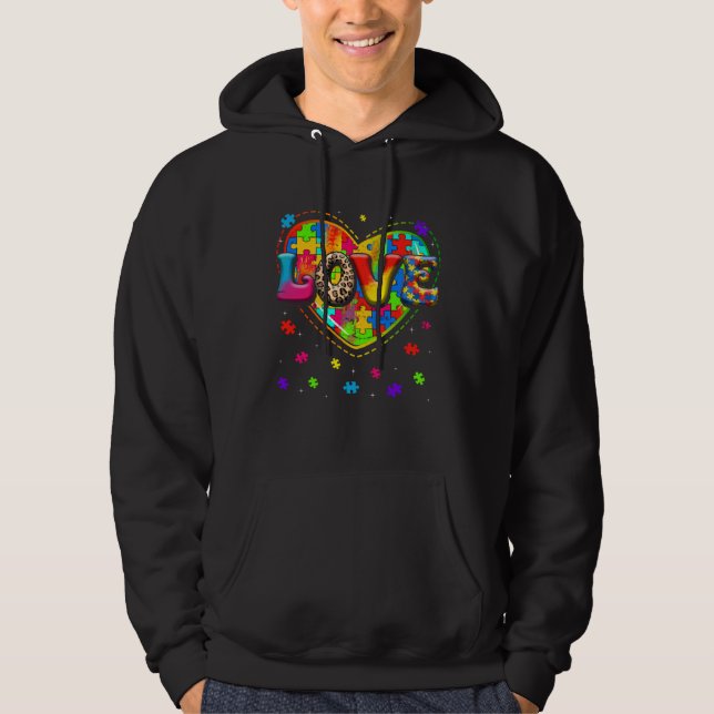 Autism Love Heart Autism Awareness Month For Men W Hoodie (Front)