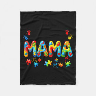 Autism Mama Autism Mum Autism Awareness Support Fleece Blanket