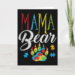 Autism Mama Bear Puzzle Piece Child Grunge Autisti Card