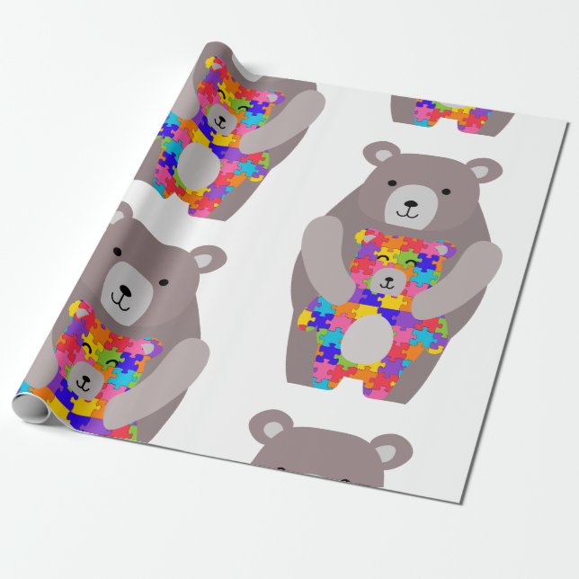 autism mama bear wrapping paper (Unrolled)
