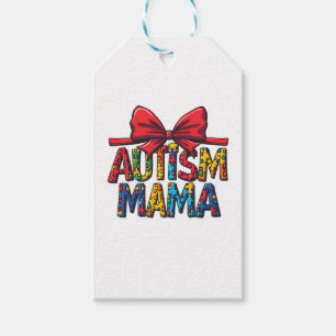 Autism Mama Bow Coquette Mum Autism Awareness Gift Tags