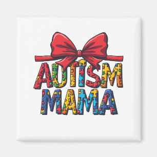 Autism Mama Bow Coquette Mum Autism Awareness Magnet