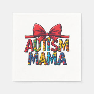 Autism Mama Bow Coquette Mum Autism Awareness Napkin