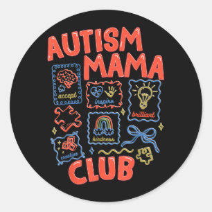 Autism Mama Club Retro Neurodiversity Awareness Classic Round Sticker