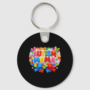 Autism Mama Colourful Puzzle Heart Awareness Key Ring